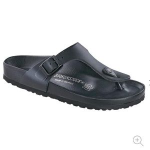 NEW Birkenstock Gizeh Exquisite, natural leather all black sandals.